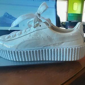 Puma White Patent Leather Platform Sneaker size 8